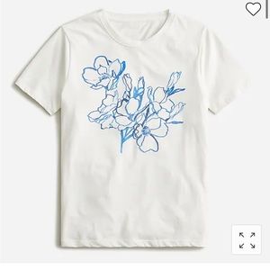 New With Tag J. Crew Painted Floral T-shirt in ivory XS